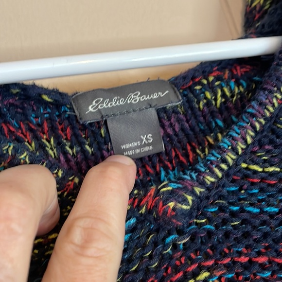 Eddie Bauer Multi-color Knit Sweater w/ Hood & Pockets Size XS - Picture 5 of 7